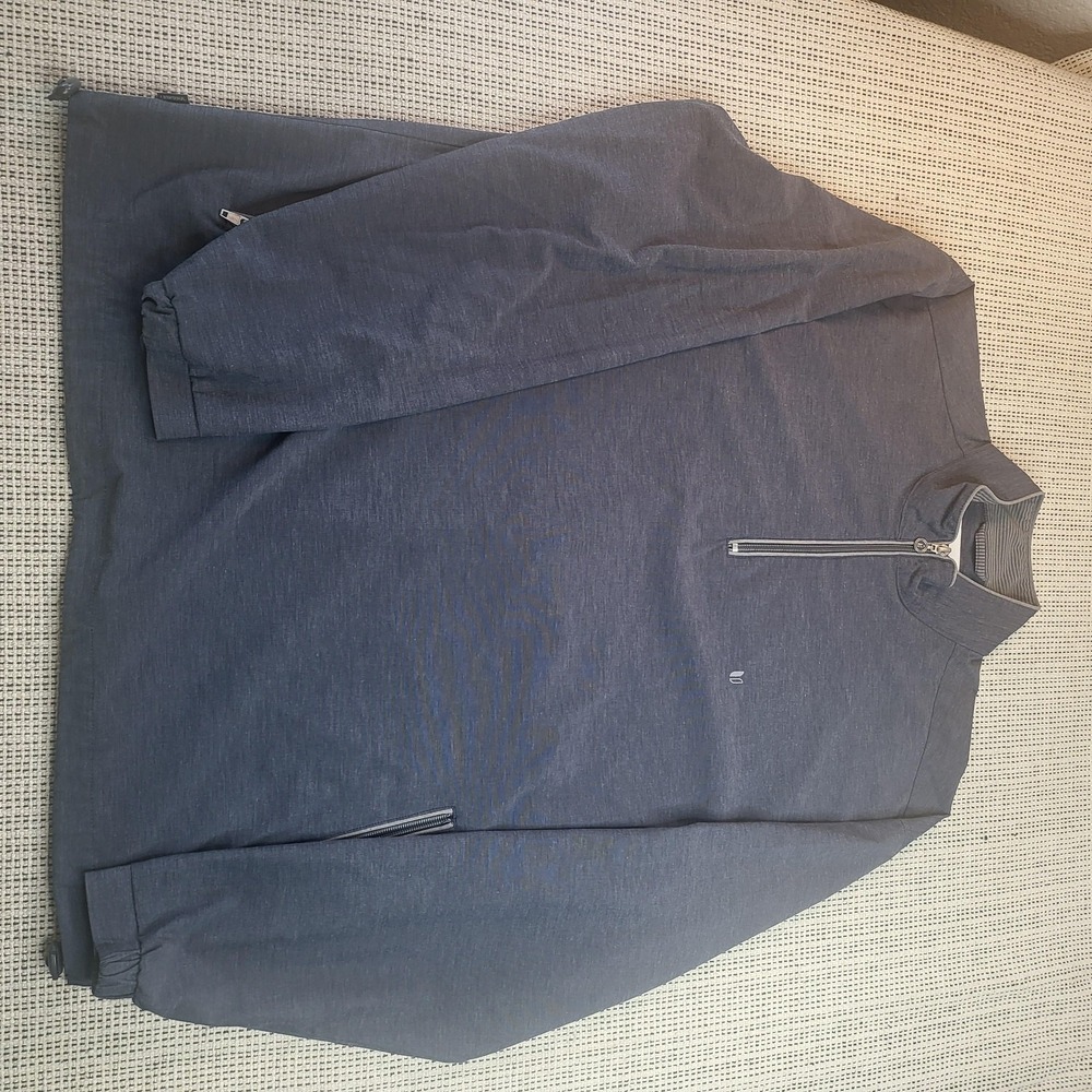 Linksoul Sweater Mens XL Blue Knit Quarter Zip Mock Neck Golf Pullover‎ Pockets